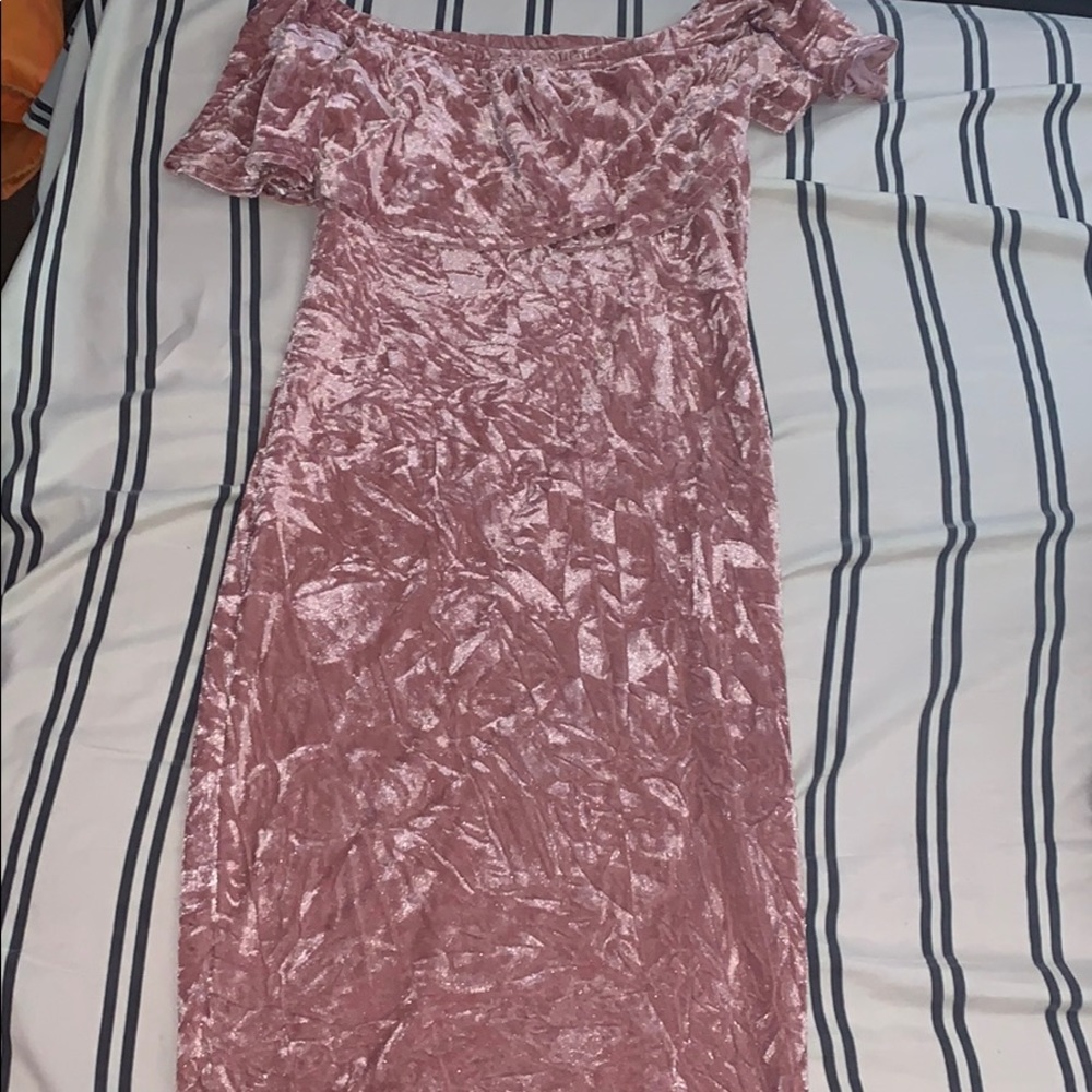 Pink velvet dress